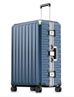 Checked Suitcase with Spinner Wheels, 8010S Aluminum Frame Zipperless Polycarbonate Hard Shell Suitcase (28 Inch)